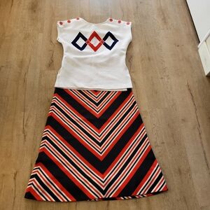 Vintage 70's Union Made Chevron Shirt & Matching Top Size Medium